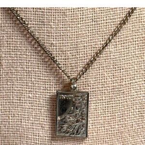 925 Sterling Silver Israel Necklace Judaism Rectangular Pendant Textured Design